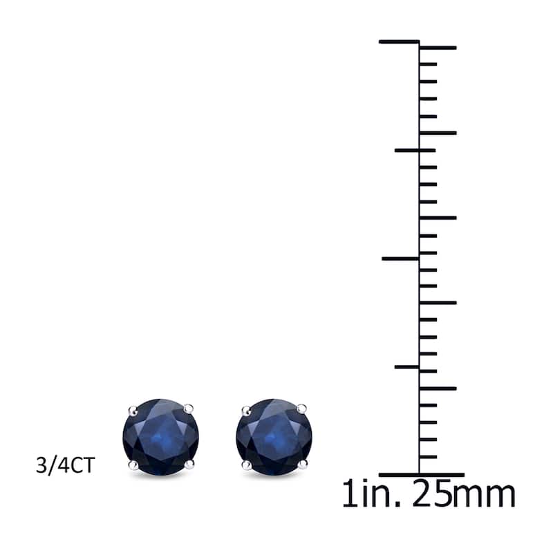 Auriya 14k Gold Round Sapphire Stud Earrings 3/4ctw