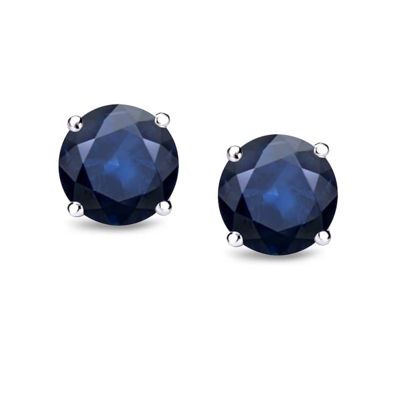 Auriya 14k Gold Round Sapphire Stud Earrings 1 1/2ctw