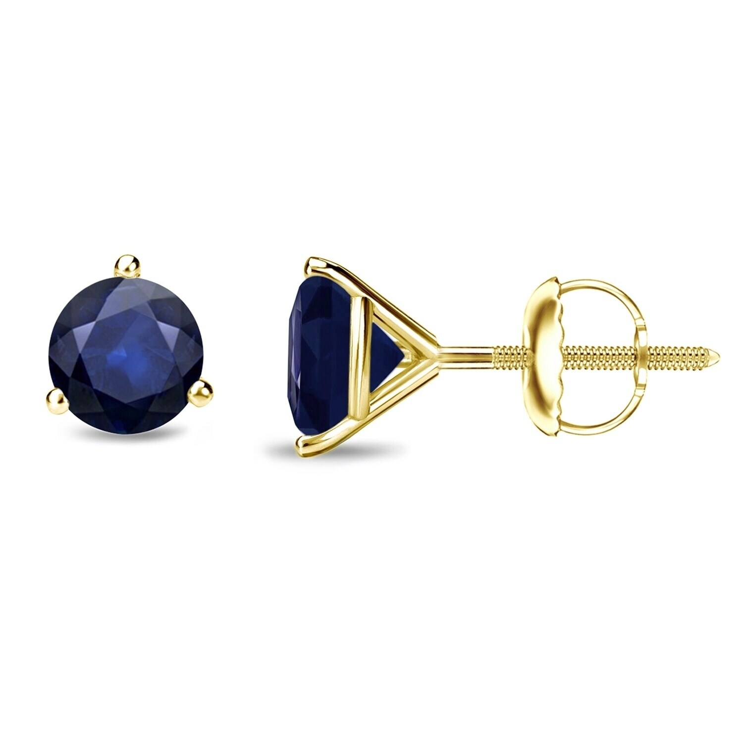 September Birthstone 4 mm each 1.00 carat Round Blue Natural Sapphire Earring