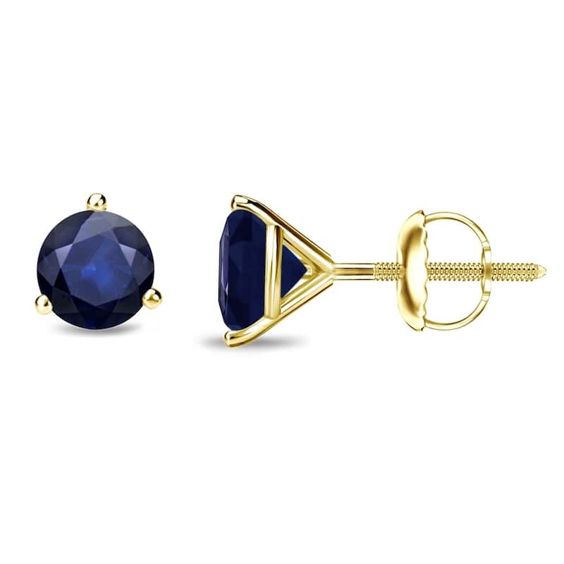 Auriya 14k Gold Round Sapphire Stud Earrings 1/2ctw Martini-set - Yellow
