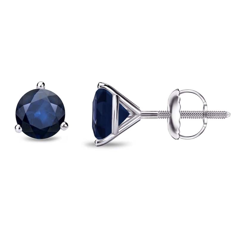 Auriya 14k Gold Round Sapphire Stud Earrings 1/2ctw Martini-set - White