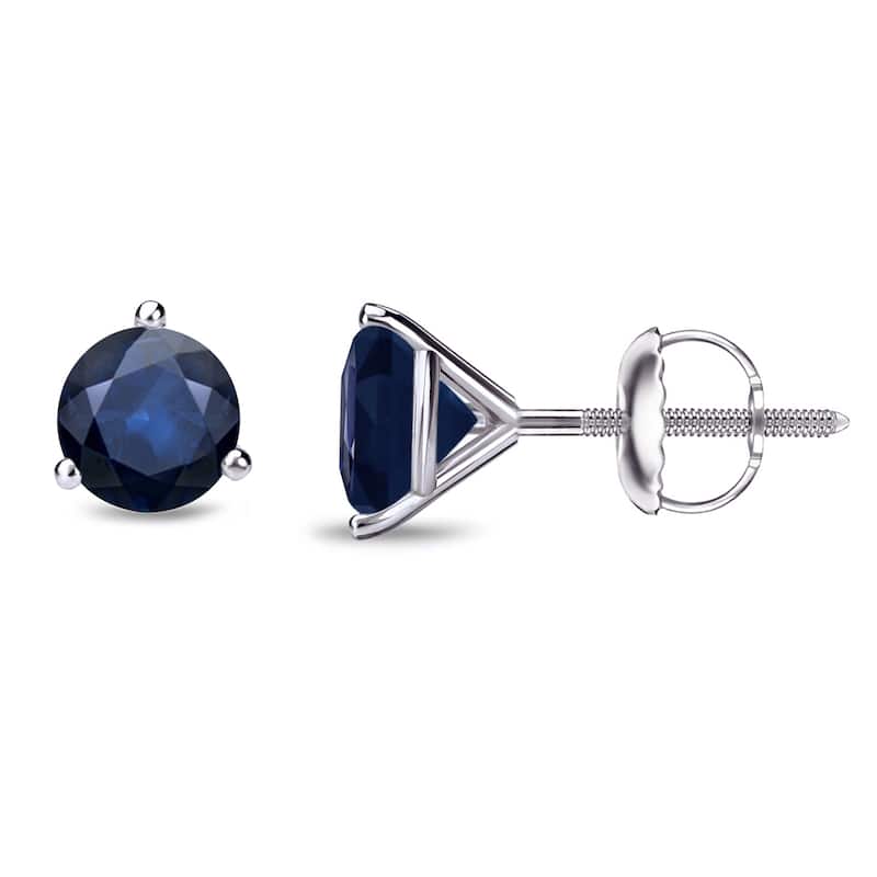 Auriya 14k Gold Round Sapphire Stud Earrings 1/2ctw Martini-set