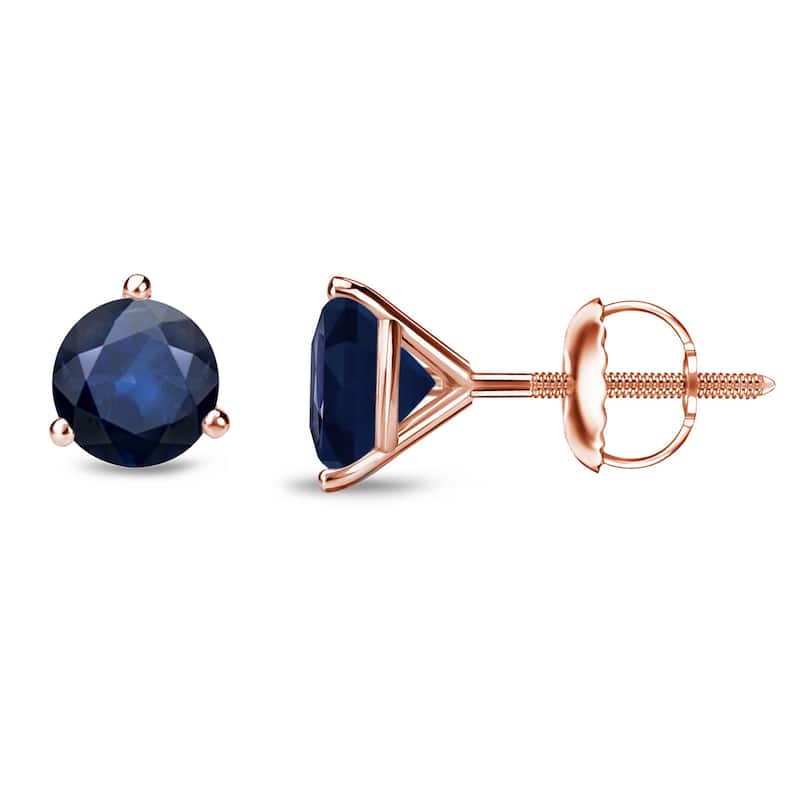 Auriya 14k Gold Round Sapphire Stud Earrings 1/2ctw Martini-set