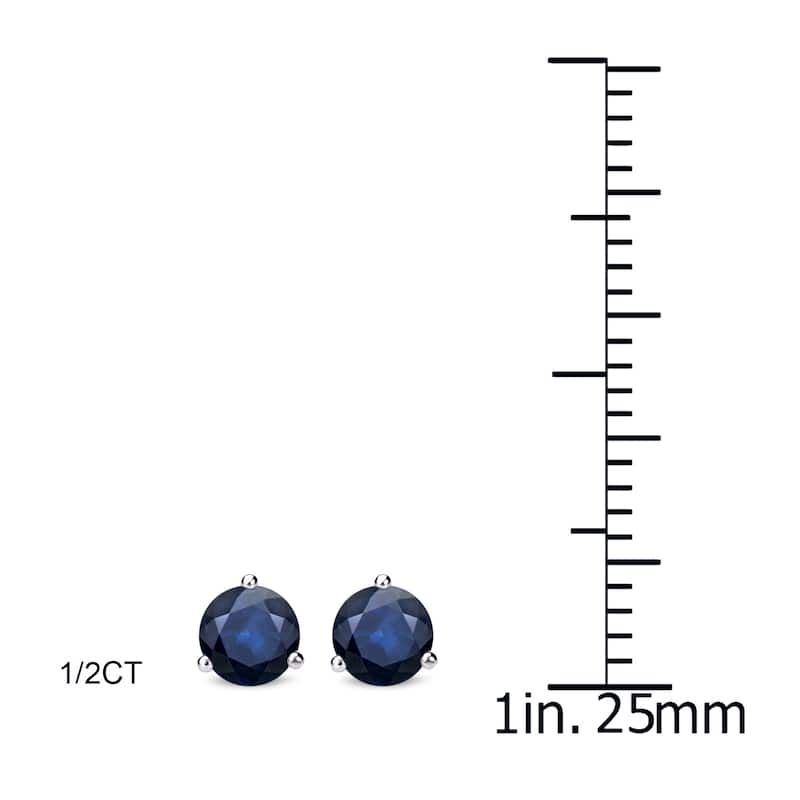 Auriya 14k Gold Round Sapphire Stud Earrings 1/2ctw Martini-set