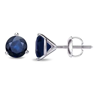 Auriya 14k Gold Round Sapphire Stud Earrings 3/4ctw Martini-set