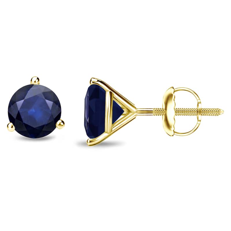 Auriya 14k Gold Round Sapphire Stud Earrings 1ctw Martini-set