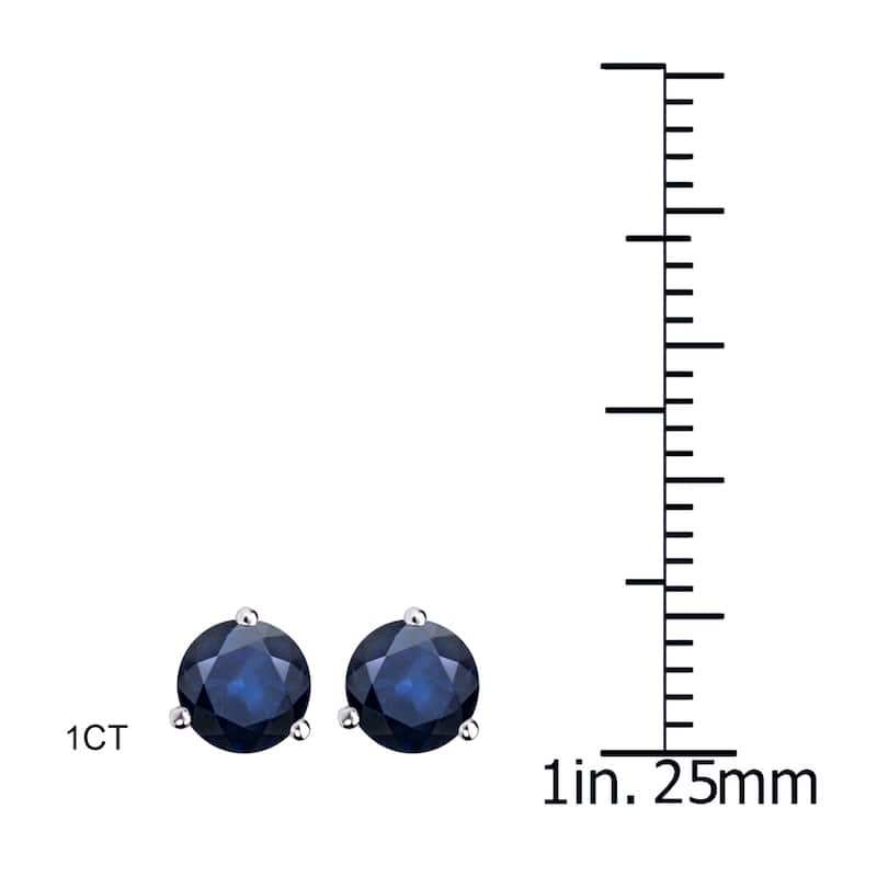 Auriya 14k Gold Round Sapphire Stud Earrings 1ctw Martini-set