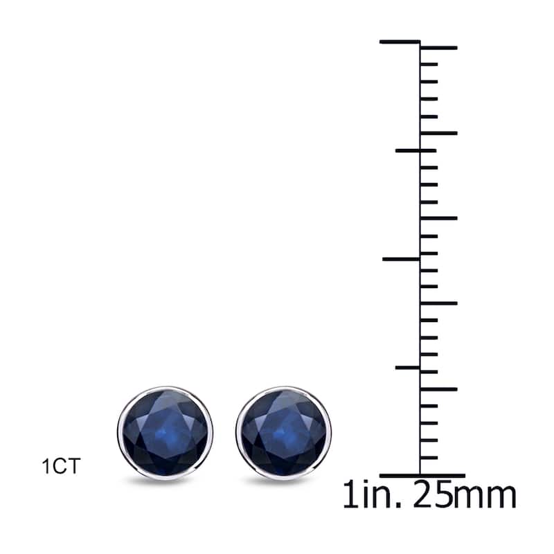 Auriya 14k Gold Bezel-set Sapphire Stud Earrings 1ctw