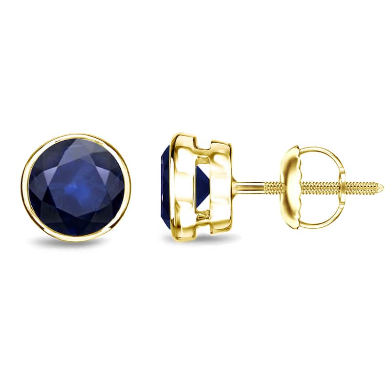 Auriya 14k Gold Bezel-set Sapphire Stud Earrings 1 1/2ctw