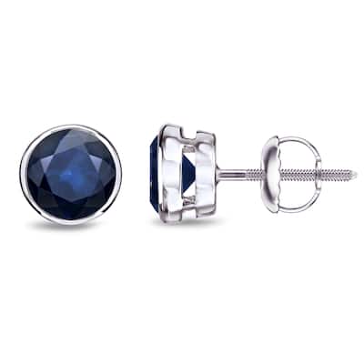 Auriya 14k Gold Bezel-set Sapphire Stud Earrings 1 1/2ctw