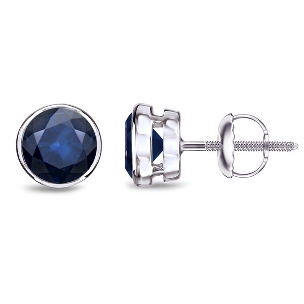 Auriya 14k Gold Bezel-set Sapphire Stud Earrings 1 1/2ctw. Opens flyout.