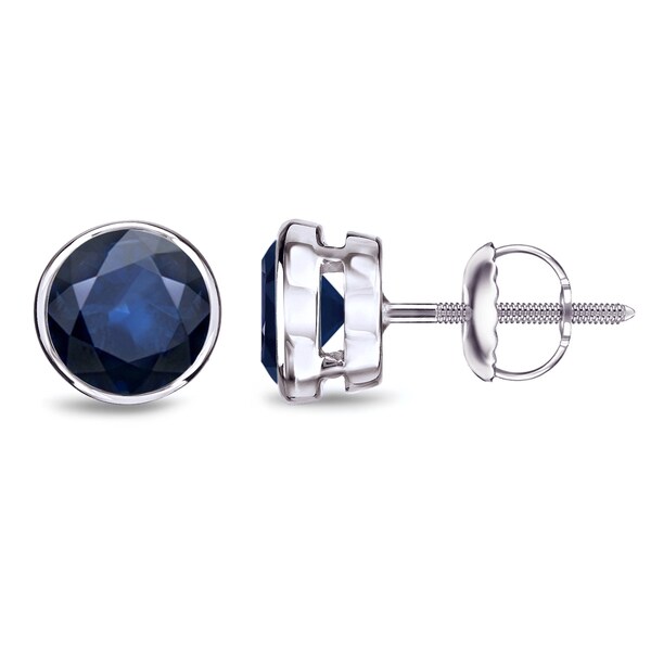 Auriya 14k Gold Bezel-set Sapphire Stud Earrings 2ctw. Opens flyout.