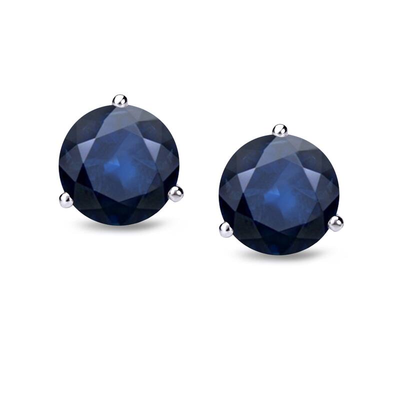 Auriya 14k Gold Round Sapphire Stud Earrings 1 1/2ctw Martini-set