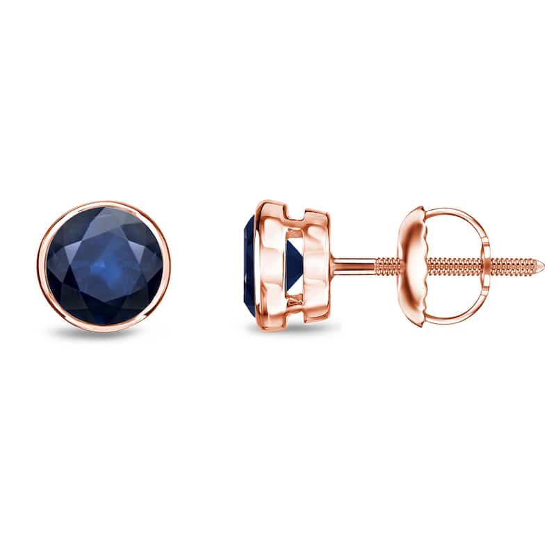 Auriya 14k Gold Bezel-set Sapphire Stud Earrings 1/2ctw