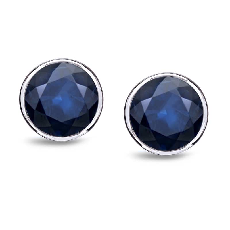 Auriya 14k Gold Bezel-set Sapphire Stud Earrings 1/2ctw