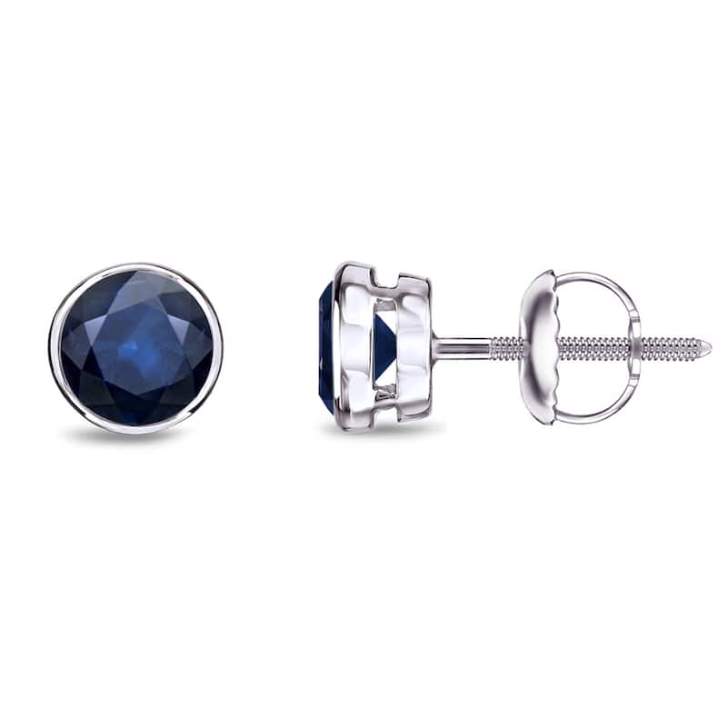 Auriya 14k Gold Bezel-set Sapphire Stud Earrings 1/2ctw