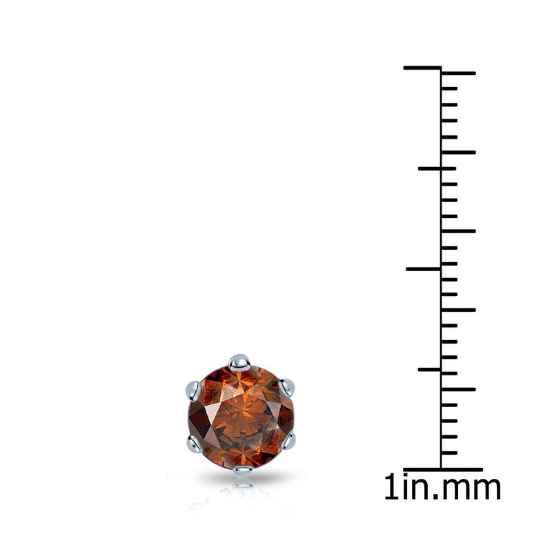 Auriya 14k Gold 1ct TDW Round 6-Prong SINGLE STUD (1) Brown Diamond Earring