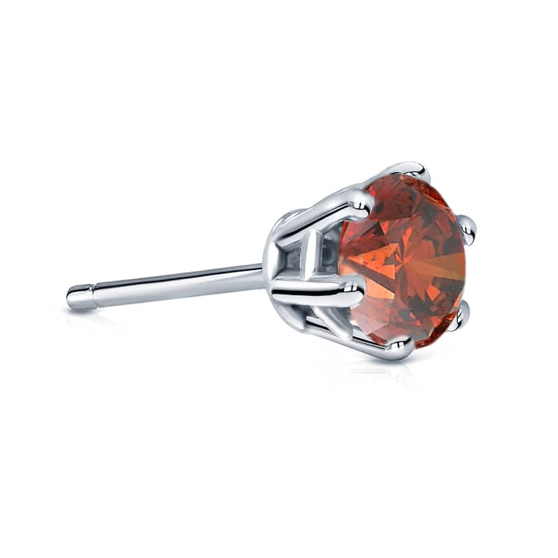 Auriya 14k Gold 1ct TDW Round 6-Prong SINGLE STUD (1) Brown Diamond Earring