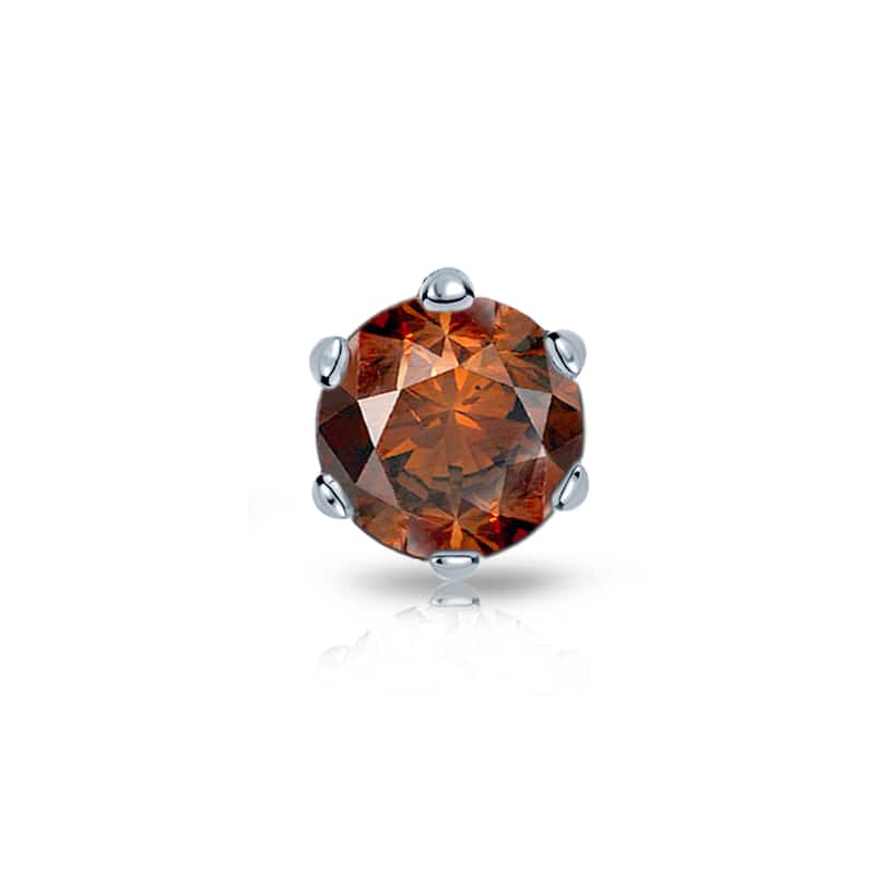 Auriya 14k Gold 1ct TDW Round 6-Prong SINGLE STUD (1) Brown Diamond Earring
