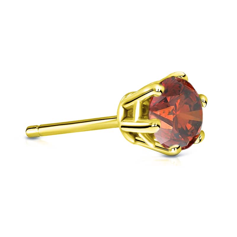 Auriya 14k Gold 3/4ct TDW Round 6-Prong SINGLE STUD (1) Brown Diamond Earring - Yellow