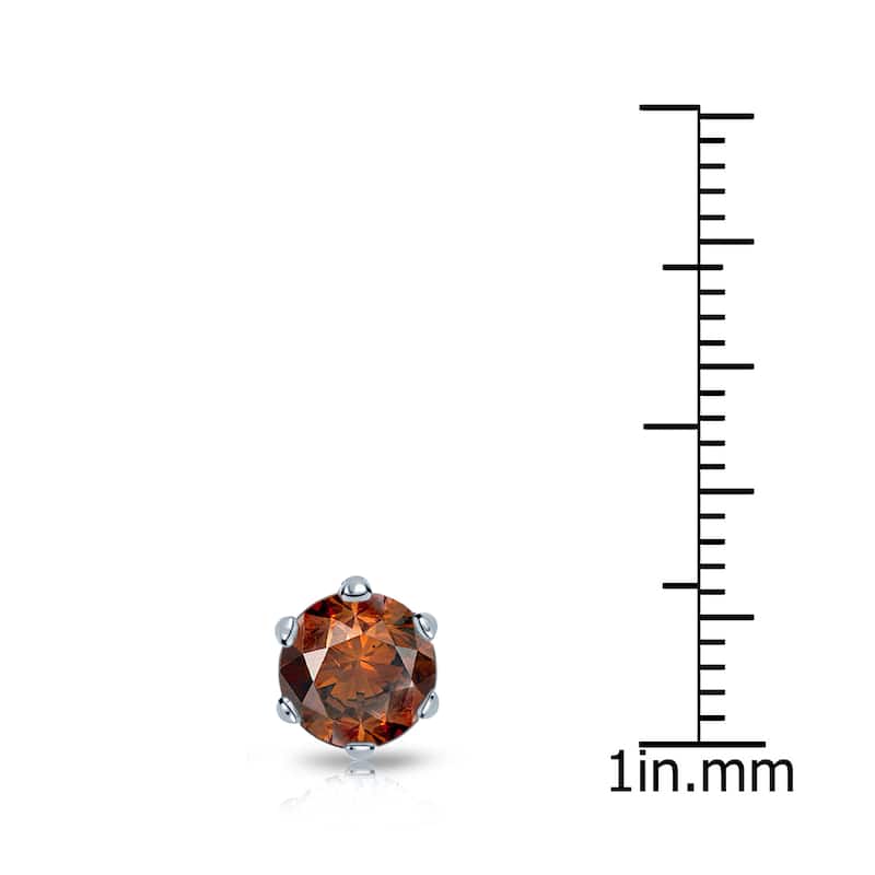 Auriya 14k Gold 3/4ct TDW Round 6-Prong SINGLE STUD (1) Brown Diamond Earring