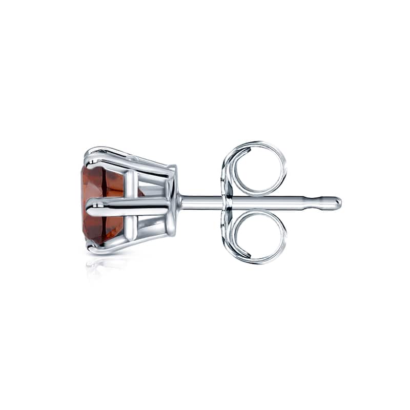 Auriya 14k Gold 3/4ct TDW Round 6-Prong SINGLE STUD (1) Brown Diamond Earring
