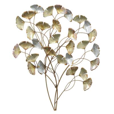 Three Hands Metal Gingko Leaf Wall Art