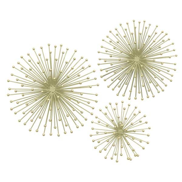 Gold Three Hands Metal Starburst Wall Art (Set of 3) Overstock 12849946