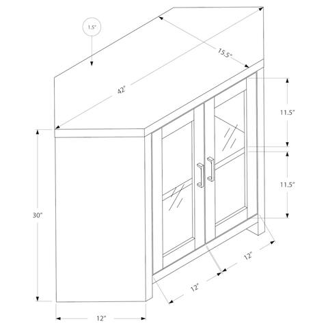 Cappuccino 42-inch L Corner TV Stand with Glass Doors
