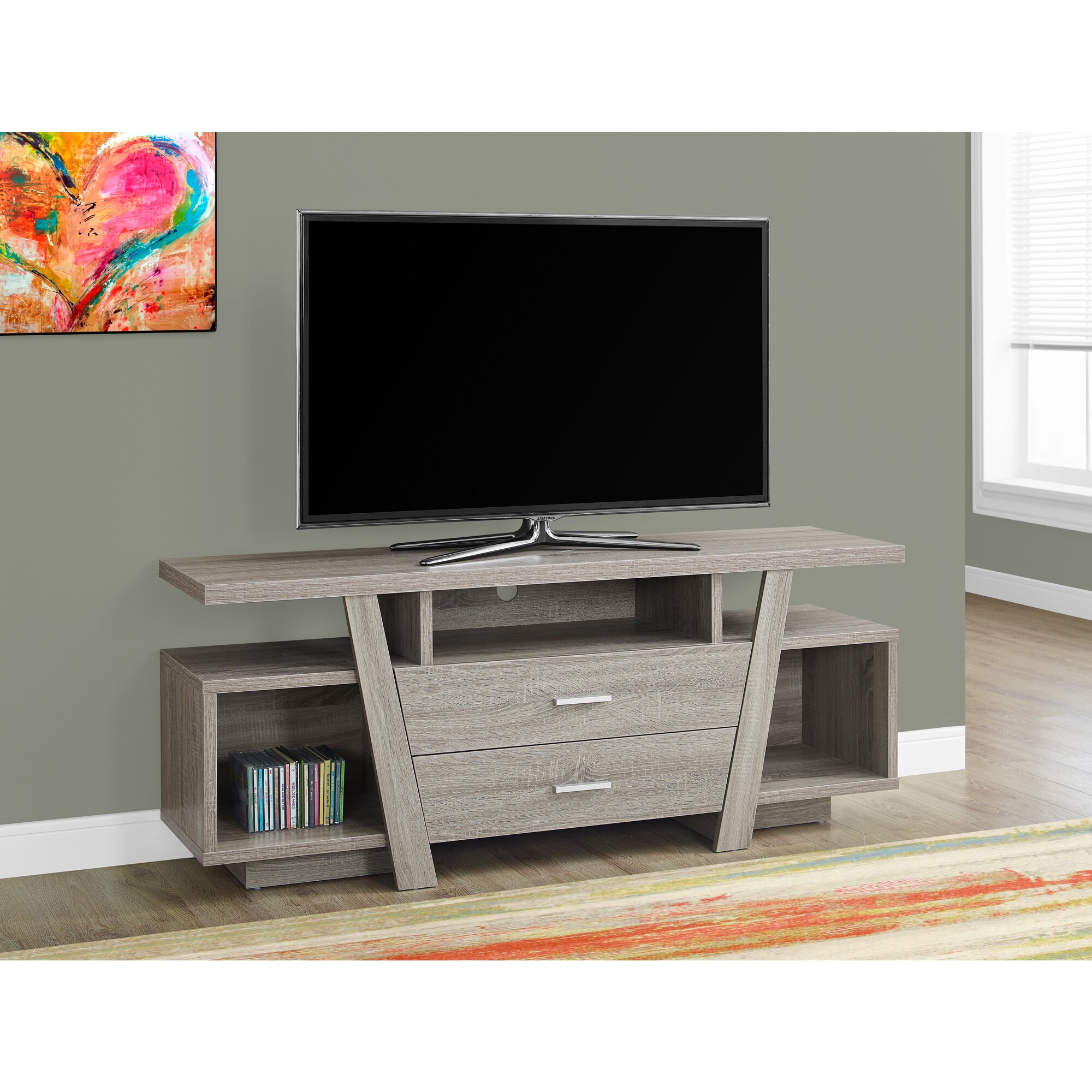 Shop 2 Drawer Dark Taupe 60 Inch Tv Stand Free Shipping Today