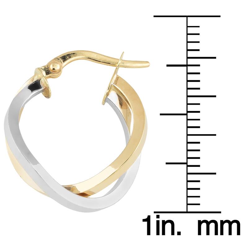 Fremada Italian 14k Two-Tone Gold High Polish Overlap Double Hoop Earrings