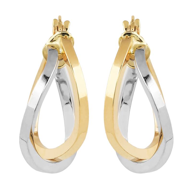 Fremada Italian 14k Two-Tone Gold High Polish Overlap Double Hoop Earrings