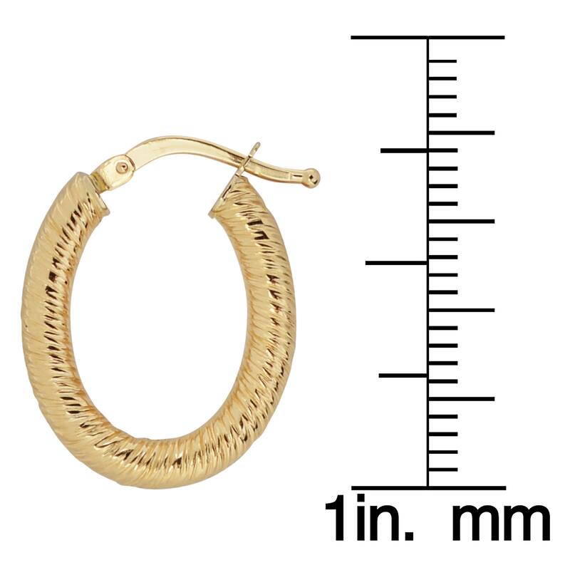 Fremada Italian 14k Yellow Gold Small Oval Hoop Earrings