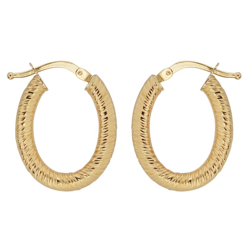Fremada Italian 14k Yellow Gold Small Oval Hoop Earrings
