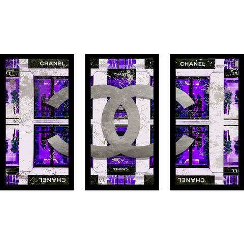 BY Jodi "Shop In Purple" Framed Plexiglass Wall Art Set of 3