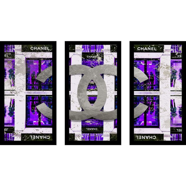 BY Jodi Shop In Purple Framed Plexiglass Wall Art Set of 3 - Bed