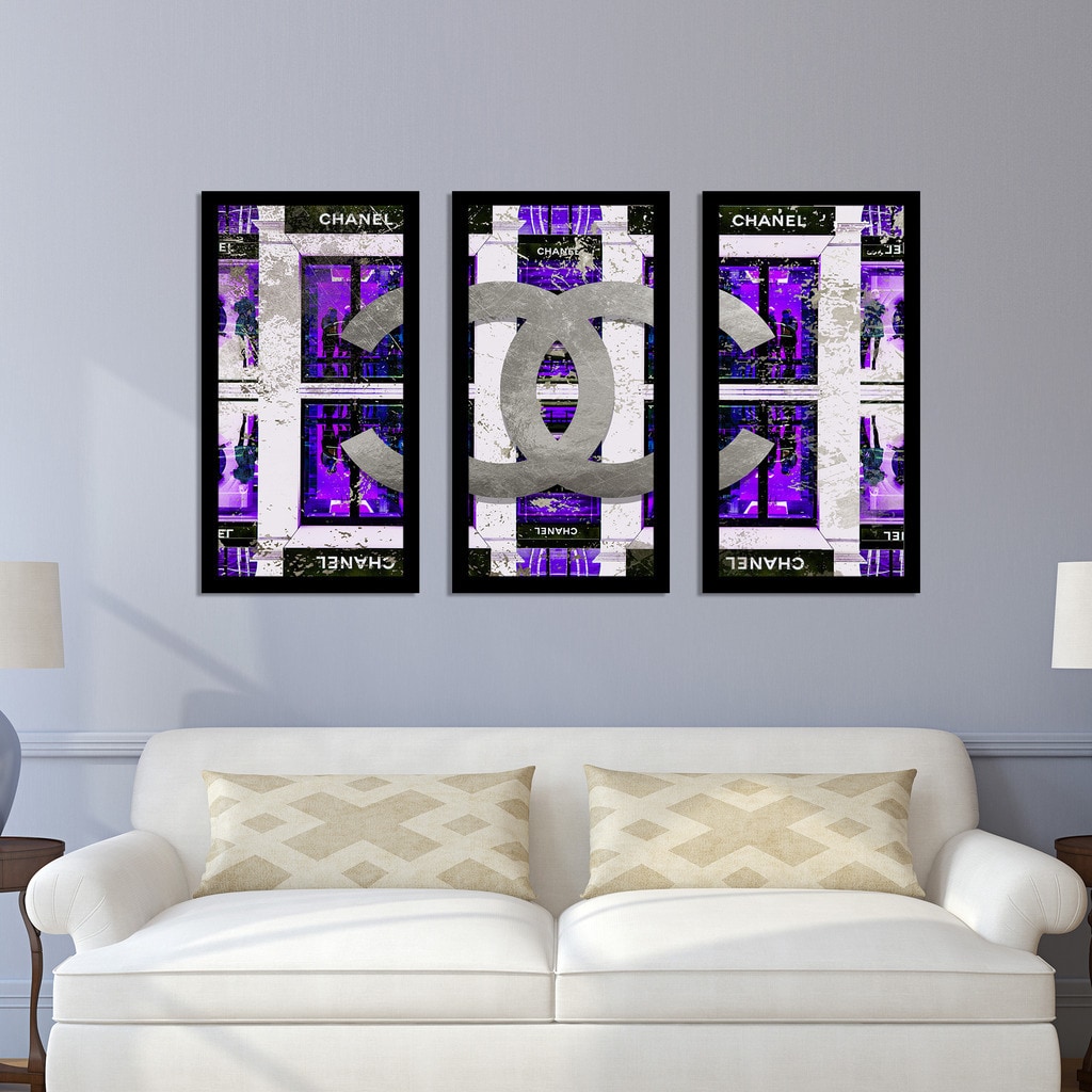 BY Jodi Shop In Purple Framed Plexiglass Wall Art Set of 3 - Bed