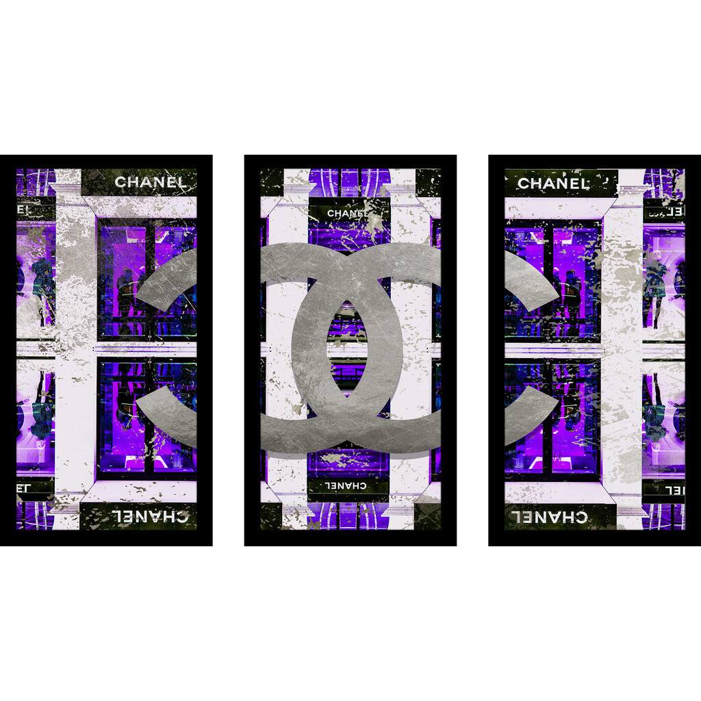 BY Jodi "Shop In Purple" Framed Plexiglass Wall Art Set of 3