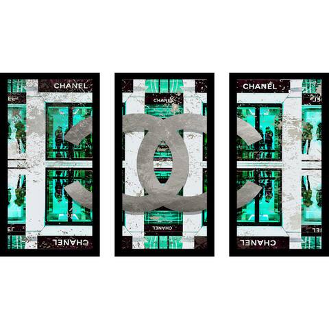 BY Jodi "Shop In Blue" Framed Plexiglass Wall Art Set of 3
