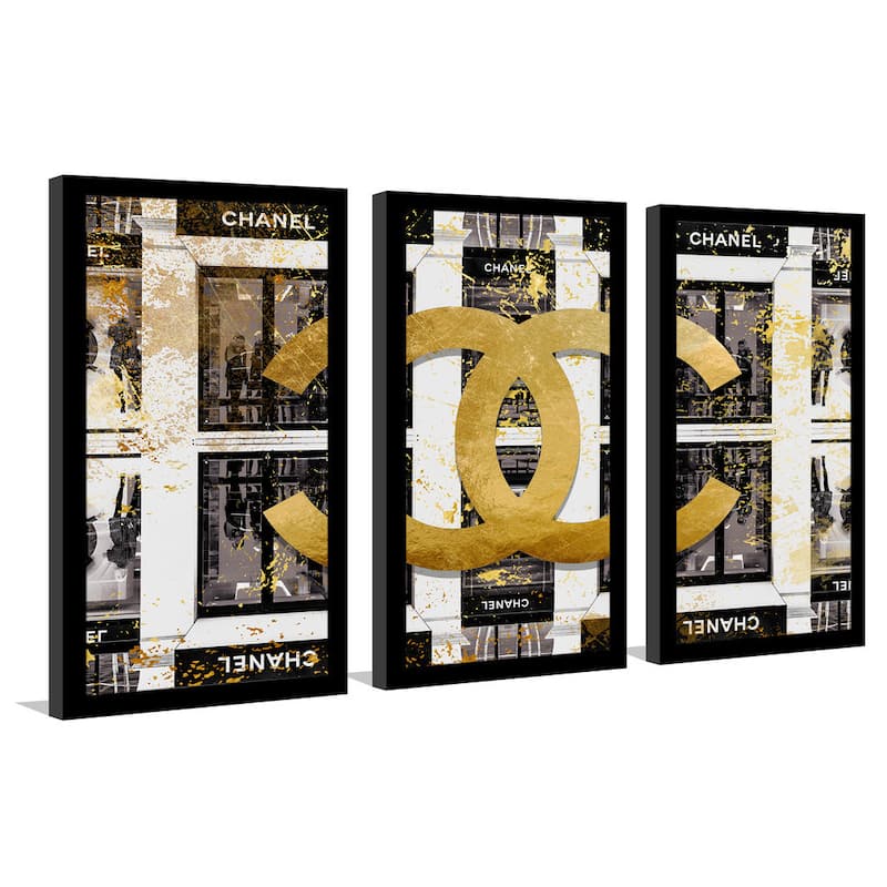 BY Jodi "Shop In Black" Framed Plexiglass Wall Art Set of 3