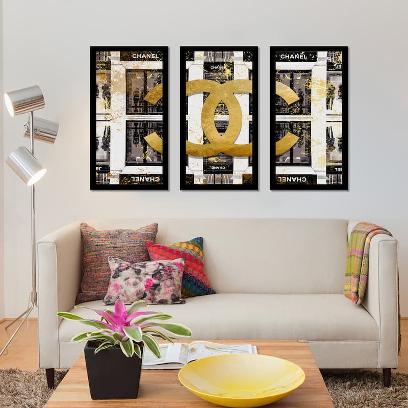 BY Jodi "Shop In Black" Framed Plexiglass Wall Art Set of 3