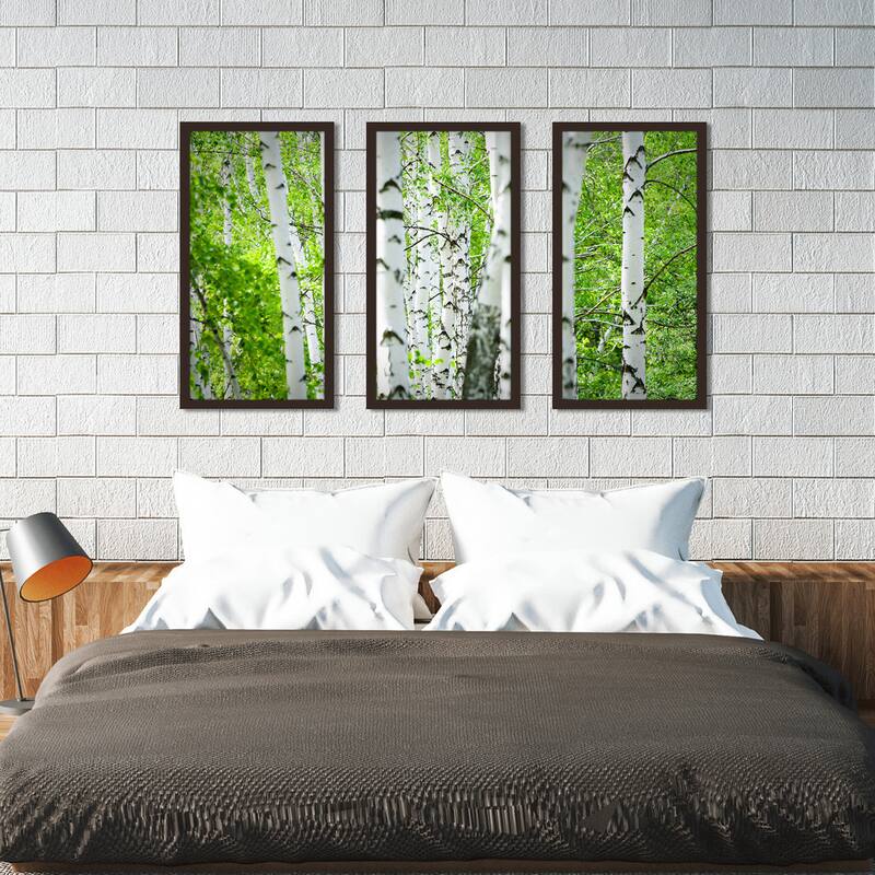 "Birch Trees I" Framed Plexiglass Wall Art Set of 3