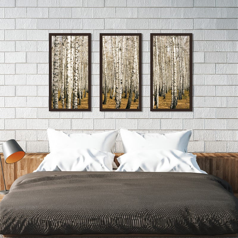 "Birch Trees 3" Framed Plexiglass Wall Art Set of 3
