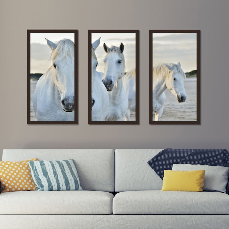 "White Horses" Framed Plexiglass Wall Art Set of 3 Bed Bath & Beyond 12850735