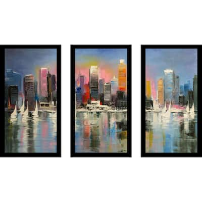 "City Of Light" Framed Plexiglass Wall Art Set of 3