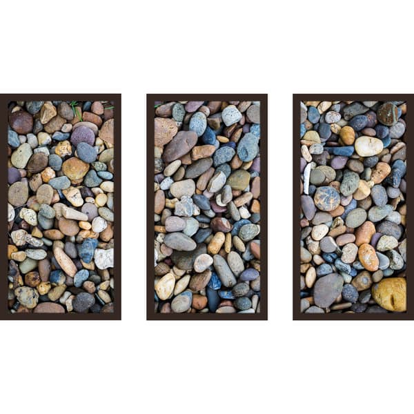 "Water Stones 17" Framed Plexiglass Wall Art Set of 3 Bed Bath