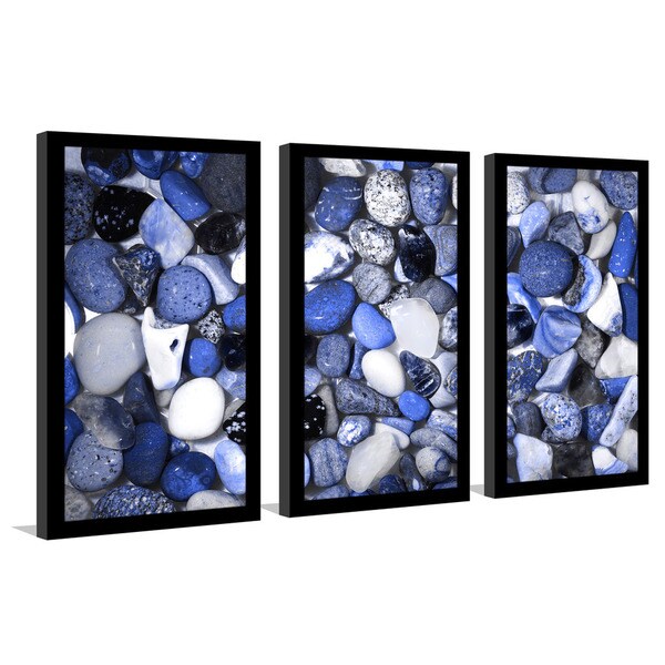 17.5 W x 33.5 H x 1 D Picture Perfect International Water Stones 12 Framed Plexiglass Art Set of 3 Wall-Decor