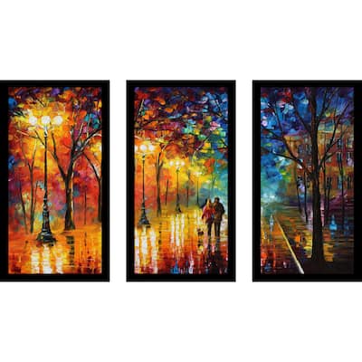 Leonid Afremov "Night Happines" Framed Plexiglass Wall Art Set of 3