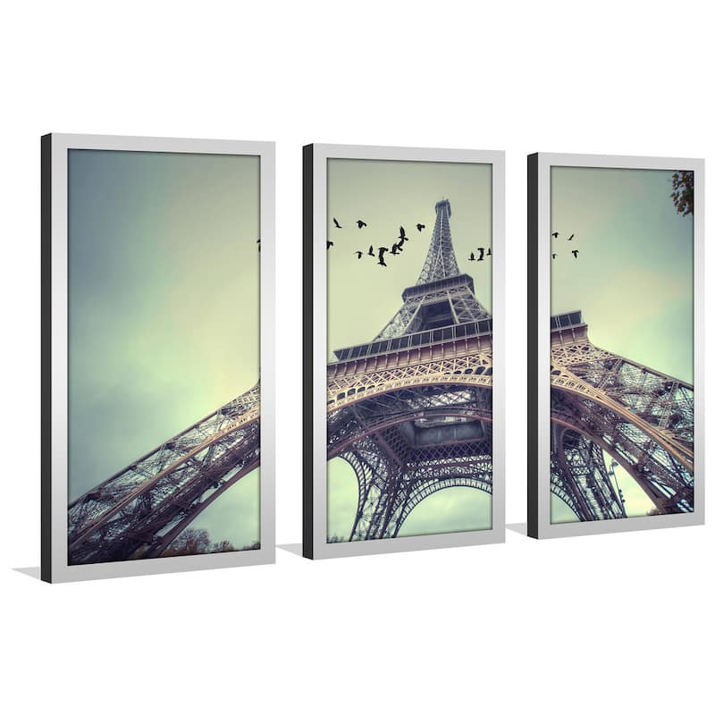 "Eiffel Tower 3" Framed Plexiglass Wall Art Set of 3