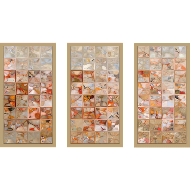 Mark Lawrence "Orange And Beige Max" Framed Plexiglass Wall Art Set of 3